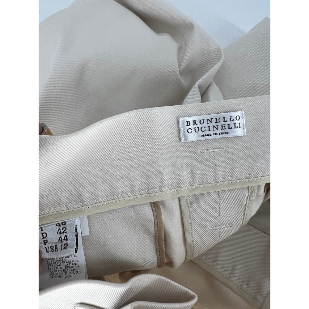 Brunello Cucinelli Pleated Cotton‎ Blend Ruffle Waistband Pants - Picture 8 of 13